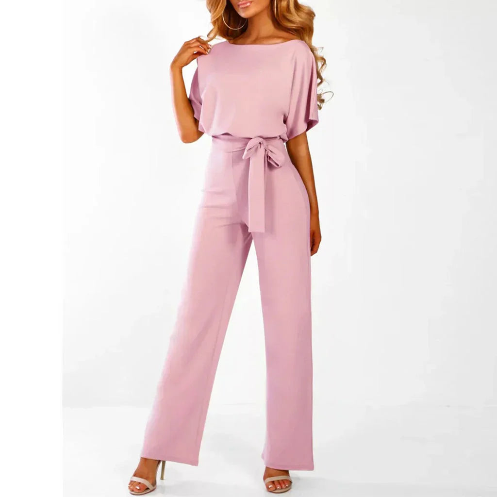 Elina Combinaison Femme – Coupe Fluide avec Ceinture à Nouer et Jambes Larges