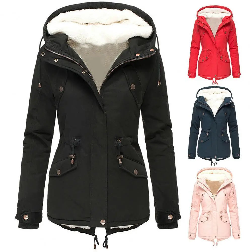 Élodie Veste d’Hiver Femme – Manteau Chaud Imperméable à Capuche & Doublure Douce