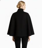 Solène Cape Femme – Cape en Laine Mélangée avec Col Montant et Ceinture Élégante