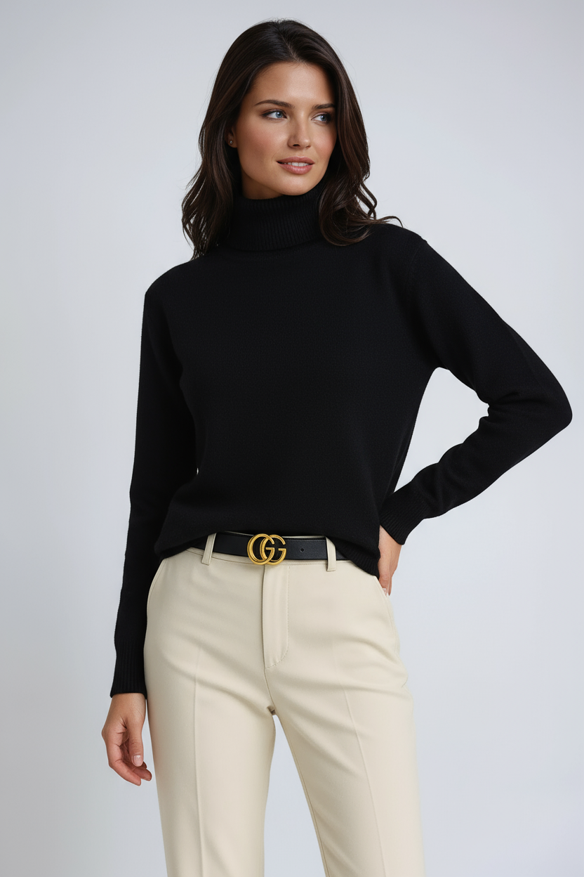 Emily Pull Col Roulé Femme – Pull en Maille Douce avec Col Haut & Coupe Classique