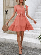 Marielle Robe Mini Femme à Pois avec Taille Nouée et Jupe Évasée Romantique Chic