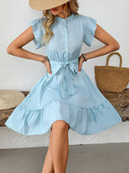 Marielle Robe Mini Femme à Pois avec Taille Nouée et Jupe Évasée Romantique Chic