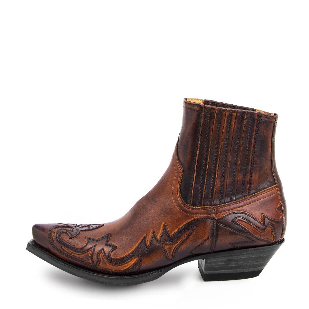 Sawyer Bottines Western Femme – Bottes en Cuir avec Talon Cubain et Style Cowboy