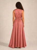 Lorena Robe Maxi Portefeuille Femme à Col V avec Ceinture à Nouer Élégante Chic