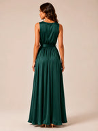 Lorena Robe Maxi Portefeuille Femme à Col V avec Ceinture à Nouer Élégante Chic