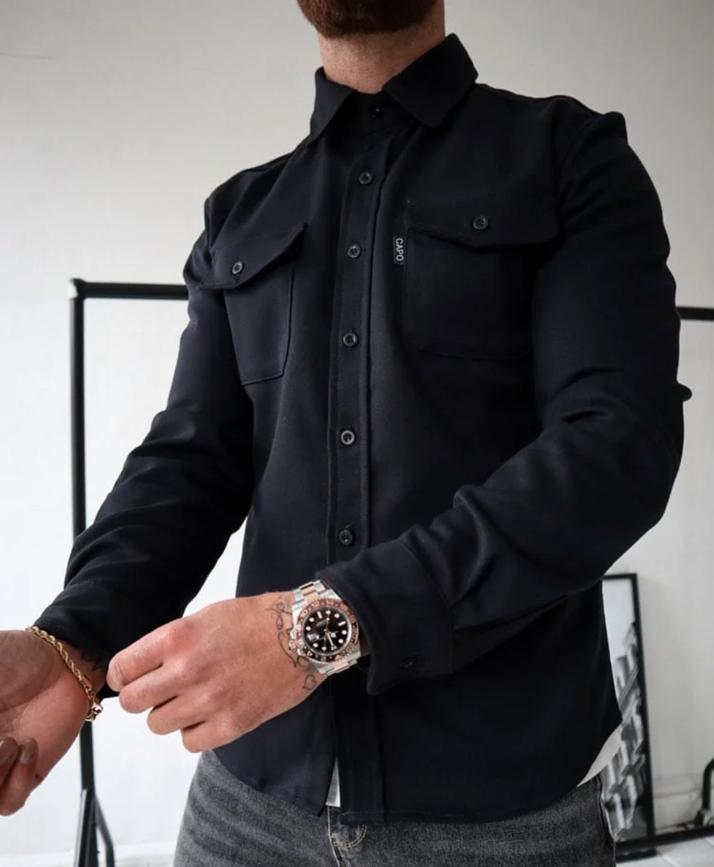 Maëlan Surchemise Homme – Veste Chemise Décontractée avec Boutonnage et Poches Poitrine