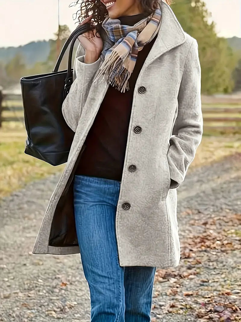 Avery Manteau Femme – Manteau Long Élégant avec Boutonnage Classique & Coupe Intemporelle