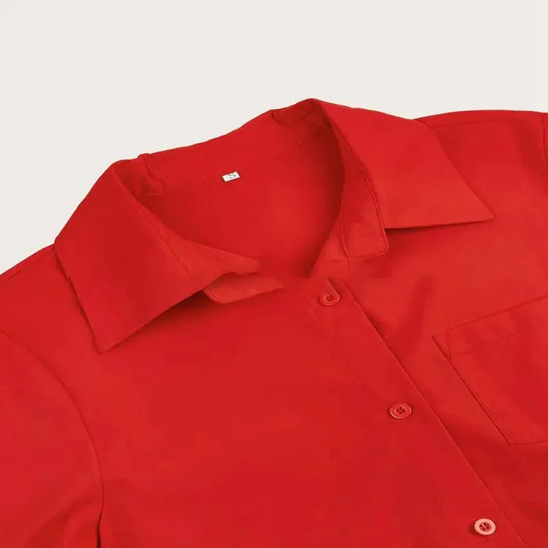Sabrina Robe Chemise Femme Mini à Manches Longues Élégante Boutonnée Chic