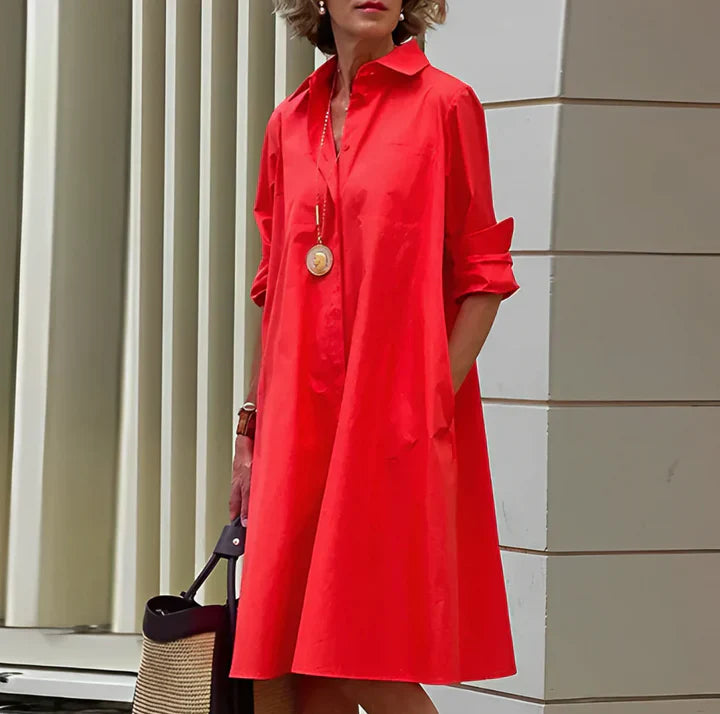 Sabrina Robe Chemise Femme Mini à Manches Longues Élégante Boutonnée Chic