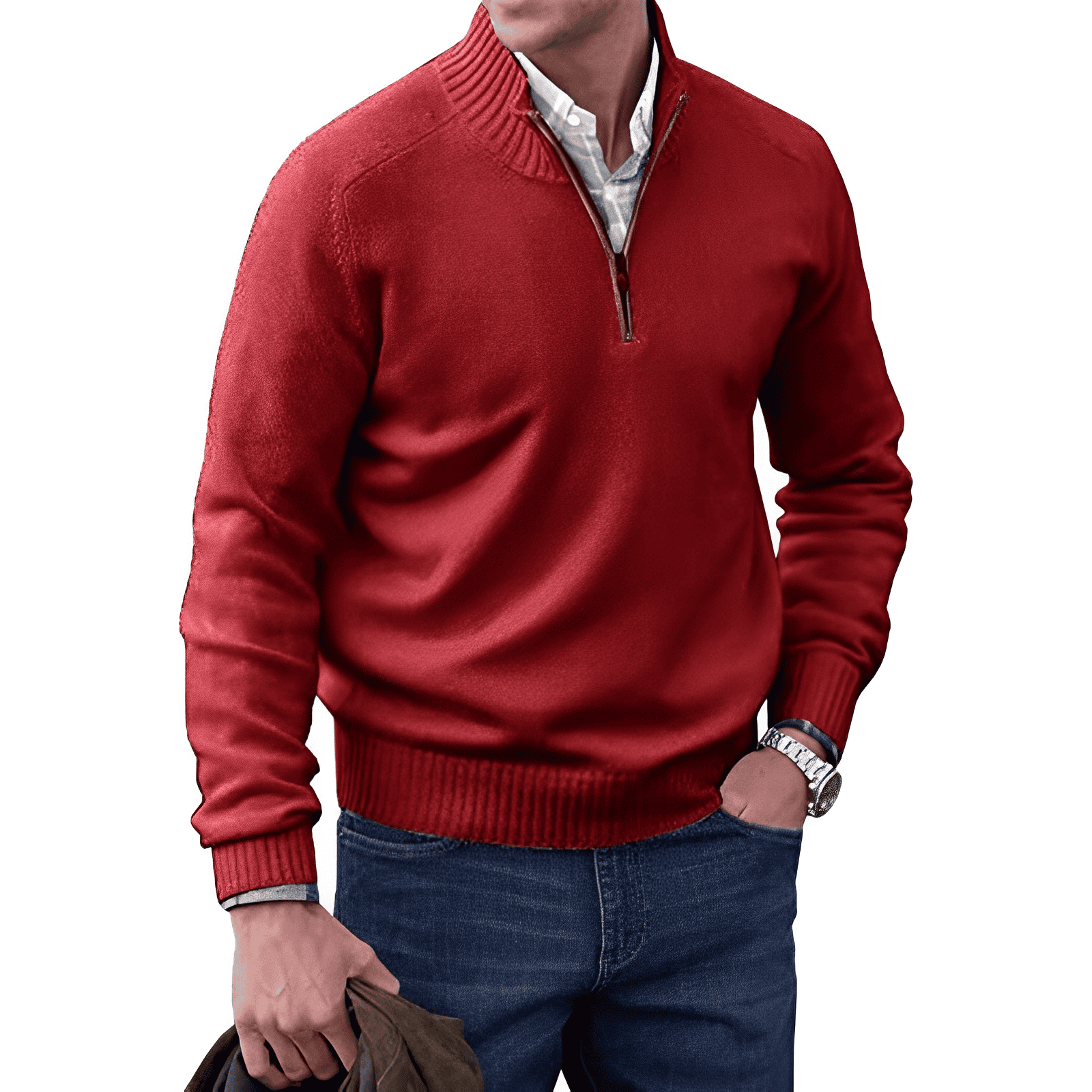 Jason Pull Homme – Pull Demi-Zip à Col Montant avec Maille Douce et Style Intemporel