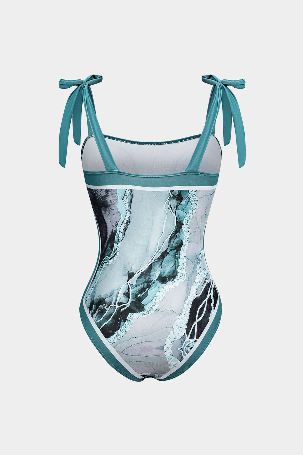 Arielle Women's Swimsuit Set – Shaping Swimsuit with Matching Pareo, Abstract Print, and Tie Straps  