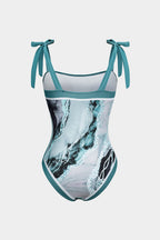 Arielle Women's Swimsuit Set – Shaping Swimsuit with Matching Pareo, Abstract Print, and Tie Straps  