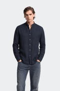 Marcel Chemise Homme à Col Mao – Chemise Décontractée en Lin avec Boutonnage Classique