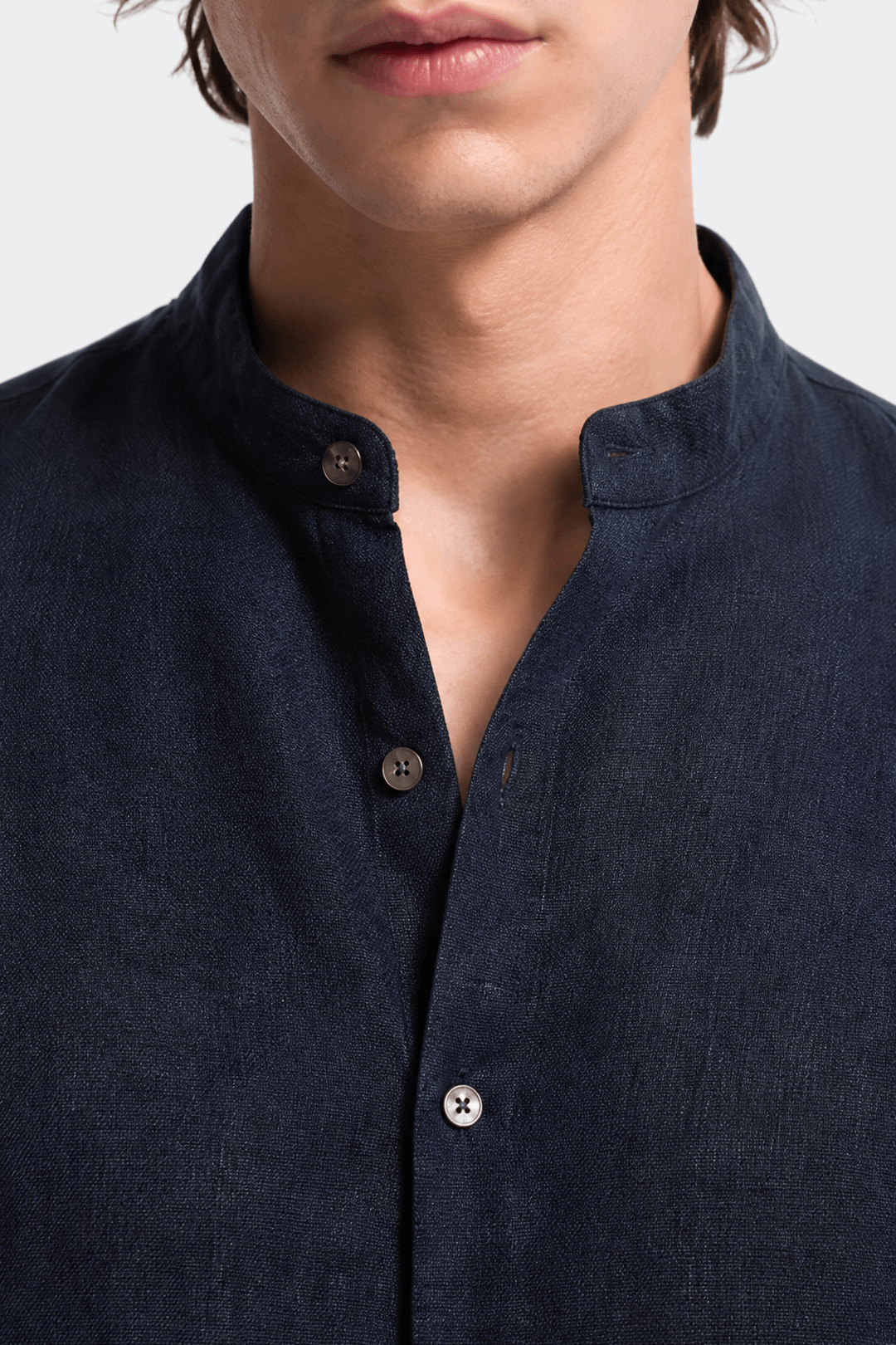 Marcel Chemise Homme à Col Mao – Chemise Décontractée en Lin avec Boutonnage Classique
