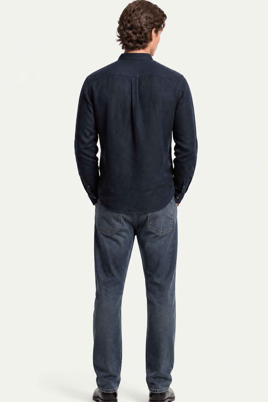Marcel Chemise Homme à Col Mao – Chemise Décontractée en Lin avec Boutonnage Classique