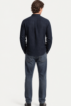 Marcel Chemise Homme à Col Mao – Chemise Décontractée en Lin avec Boutonnage Classique