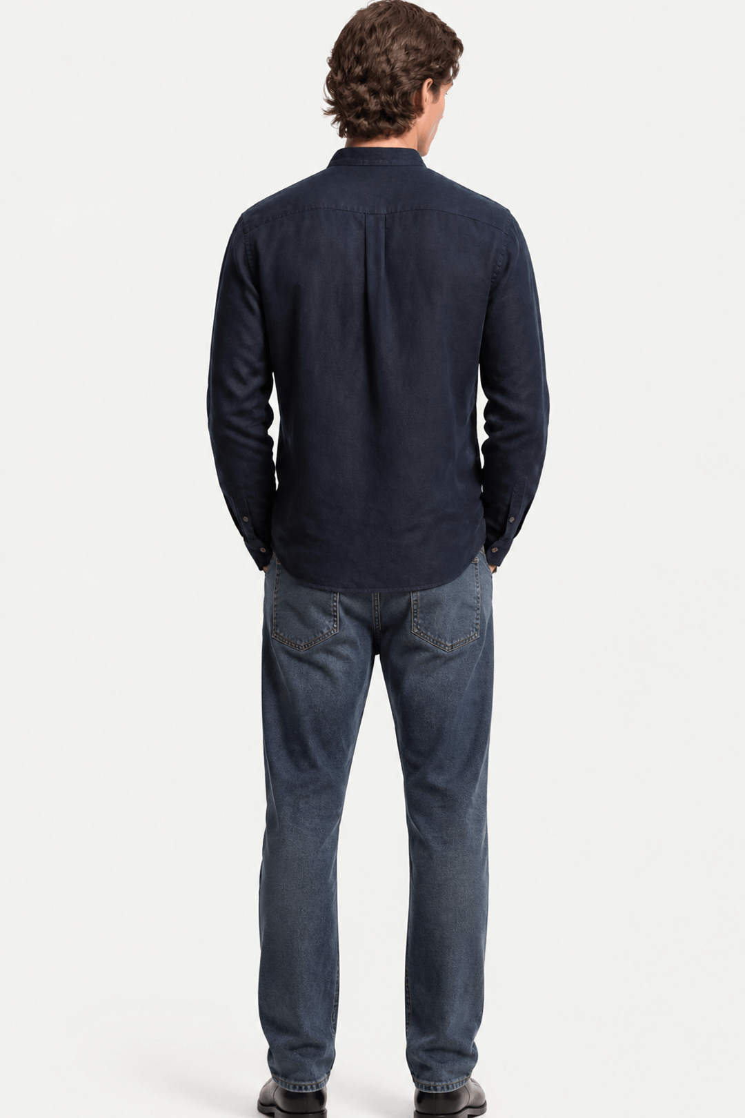 Marcel Chemise Homme à Col Mao – Chemise Décontractée en Lin avec Boutonnage Classique