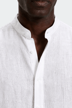 Marcel Chemise Homme à Col Mao – Chemise Décontractée en Lin avec Boutonnage Classique