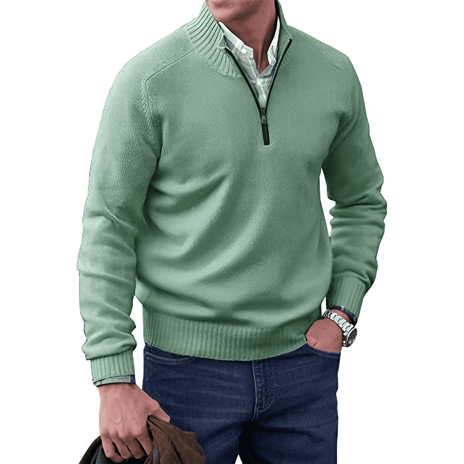 Jason Pull Homme – Pull Demi-Zip à Col Montant avec Maille Douce et Style Intemporel