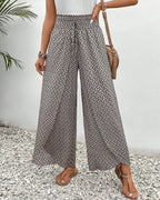 Bailey Pantalon Large Femme – Taille Haute Élégante avec Motif Imprimé et Coupe Fluide