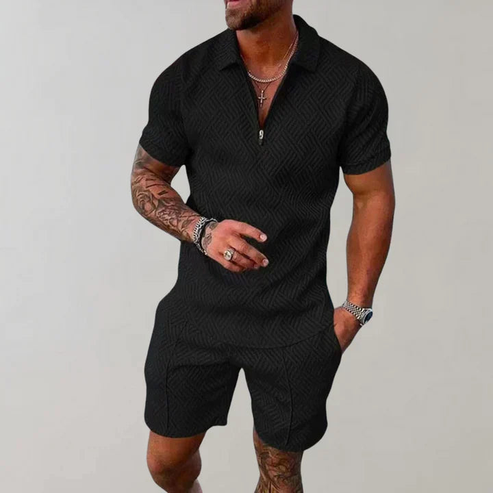 Carter Ensemble Homme – Polo Zippé et Short Assortis au Style Estival Moderne