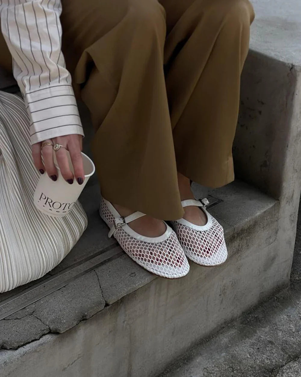 Maëlle Ballerines Femme en Mesh Respirant avec Bride Ajustable