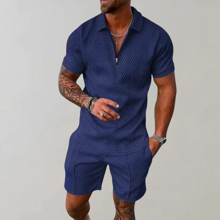 Carter Ensemble Homme – Polo Zippé et Short Assortis au Style Estival Moderne