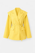 Sybelle Blazer Femme Cintré – Blazer Élégant avec Ceinture à Nouer et Col à Revers