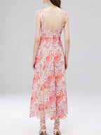 Victoire – Vestido midi de mujer con estampado floral de encaje y tirantes finos, estilo refinado