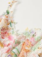 Victoire – Vestido midi de mujer con estampado floral de encaje y tirantes finos, estilo refinado