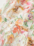 Victoire – Vestido midi de mujer con estampado floral de encaje y tirantes finos, estilo refinado
