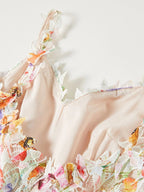 Victoire – Vestido midi de mujer con estampado floral de encaje y tirantes finos, estilo refinado
