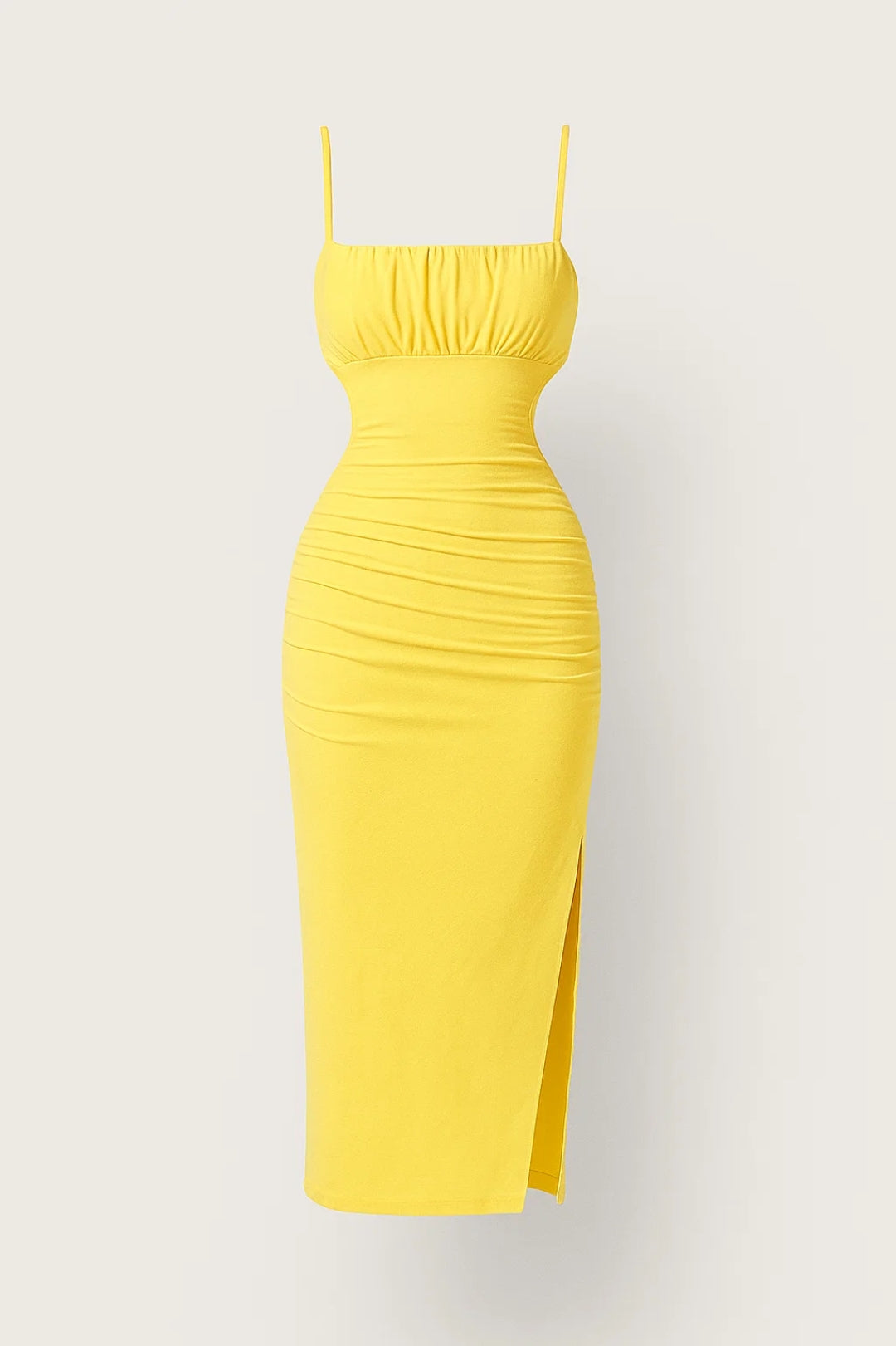 Maureen Robe Midi Bodycon Femme – Robe Élégante à Bretelles Fines avec Coupe Ajustée