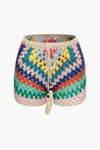 Cyrielle Ensemble Crochet Femme – Bustier à Lacets avec Short Bohème Multicolore