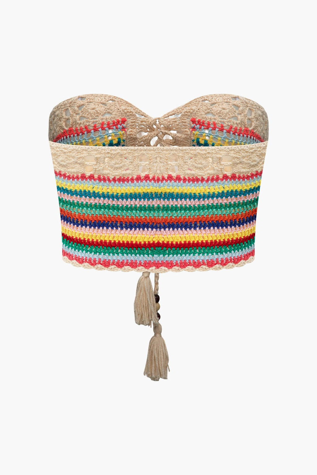 Cyrielle Ensemble Crochet Femme – Bustier à Lacets avec Short Bohème Multicolore