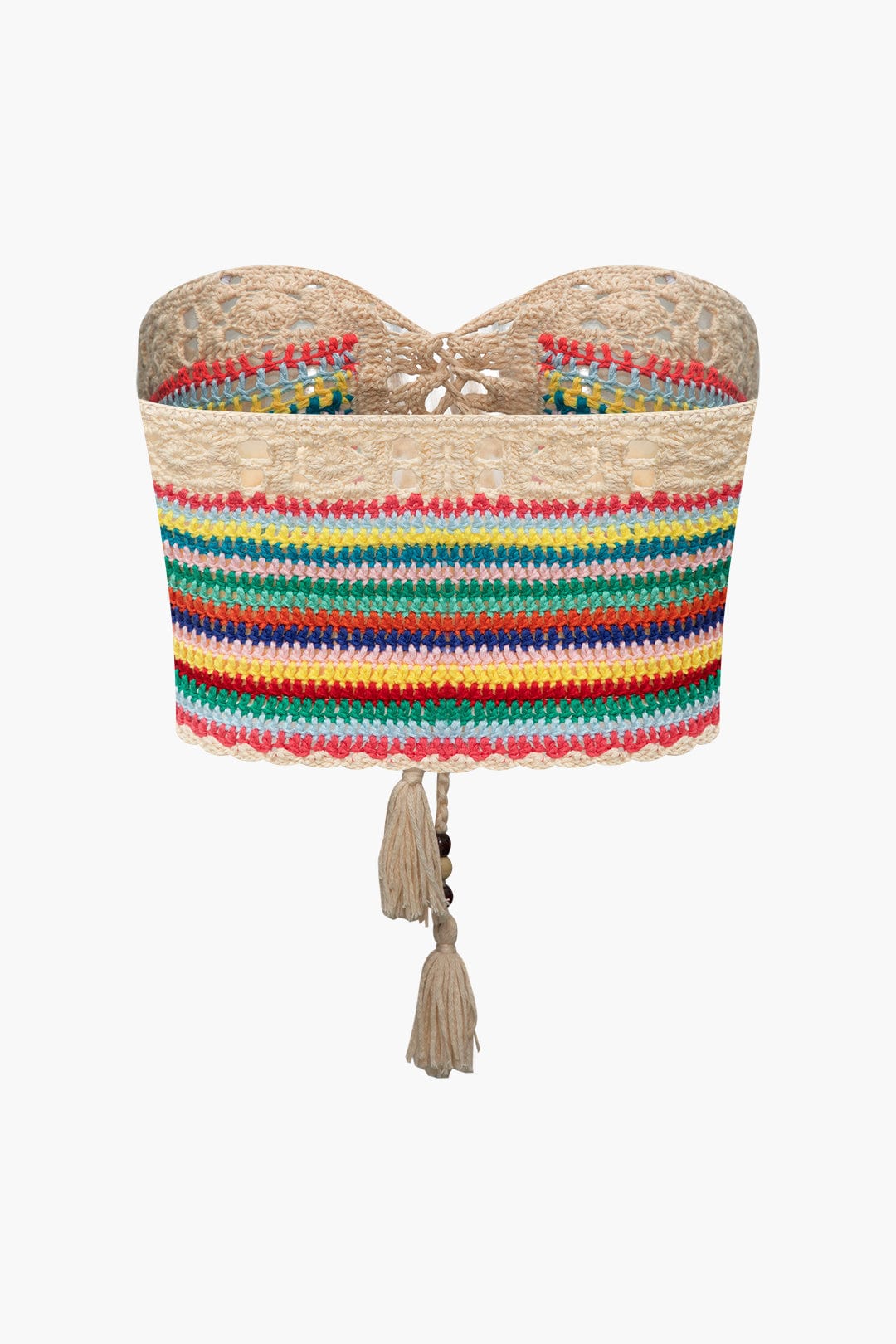Cyrielle Ensemble Crochet Femme – Bustier à Lacets avec Short Bohème Multicolore