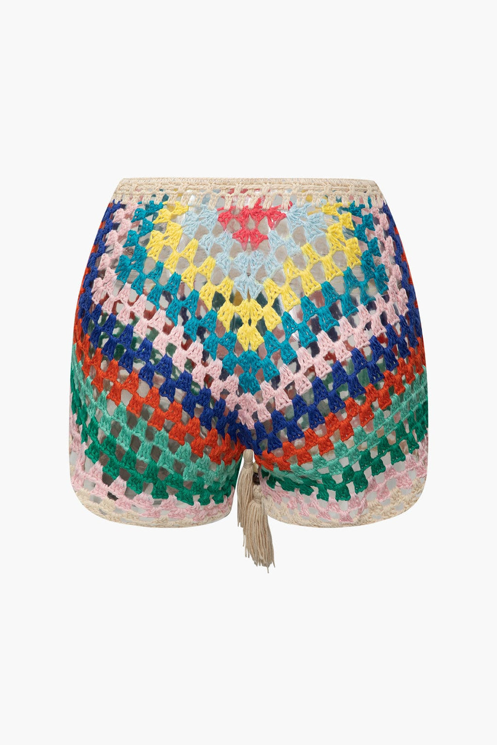 Cyrielle Ensemble Crochet Femme – Bustier à Lacets avec Short Bohème Multicolore