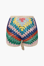 Cyrielle Ensemble Crochet Femme – Bustier à Lacets avec Short Bohème Multicolore