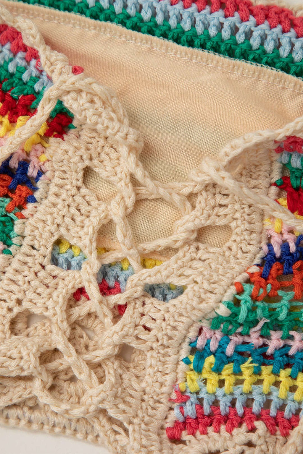 Cyrielle Ensemble Crochet Femme – Bustier à Lacets avec Short Bohème Multicolore