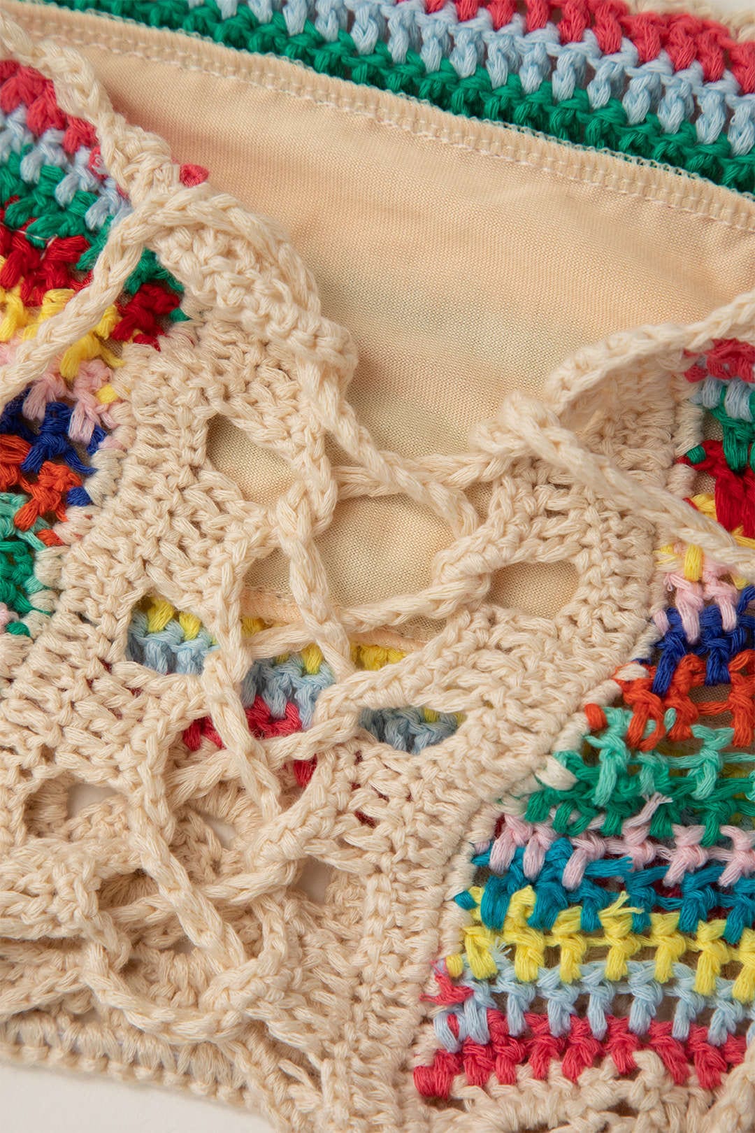 Cyrielle Ensemble Crochet Femme – Bustier à Lacets avec Short Bohème Multicolore