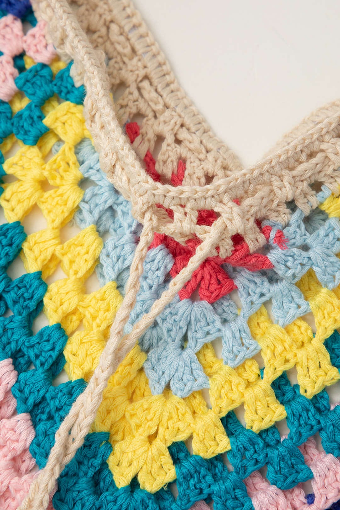 Cyrielle Ensemble Crochet Femme – Bustier à Lacets avec Short Bohème Multicolore