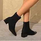Véronique Bottines Femme – Bottines Élégantes à Talon Bloc avec Finition Vernie et Bout Pointu