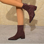 Véronique Bottines Femme – Bottines Élégantes à Talon Bloc avec Finition Vernie et Bout Pointu