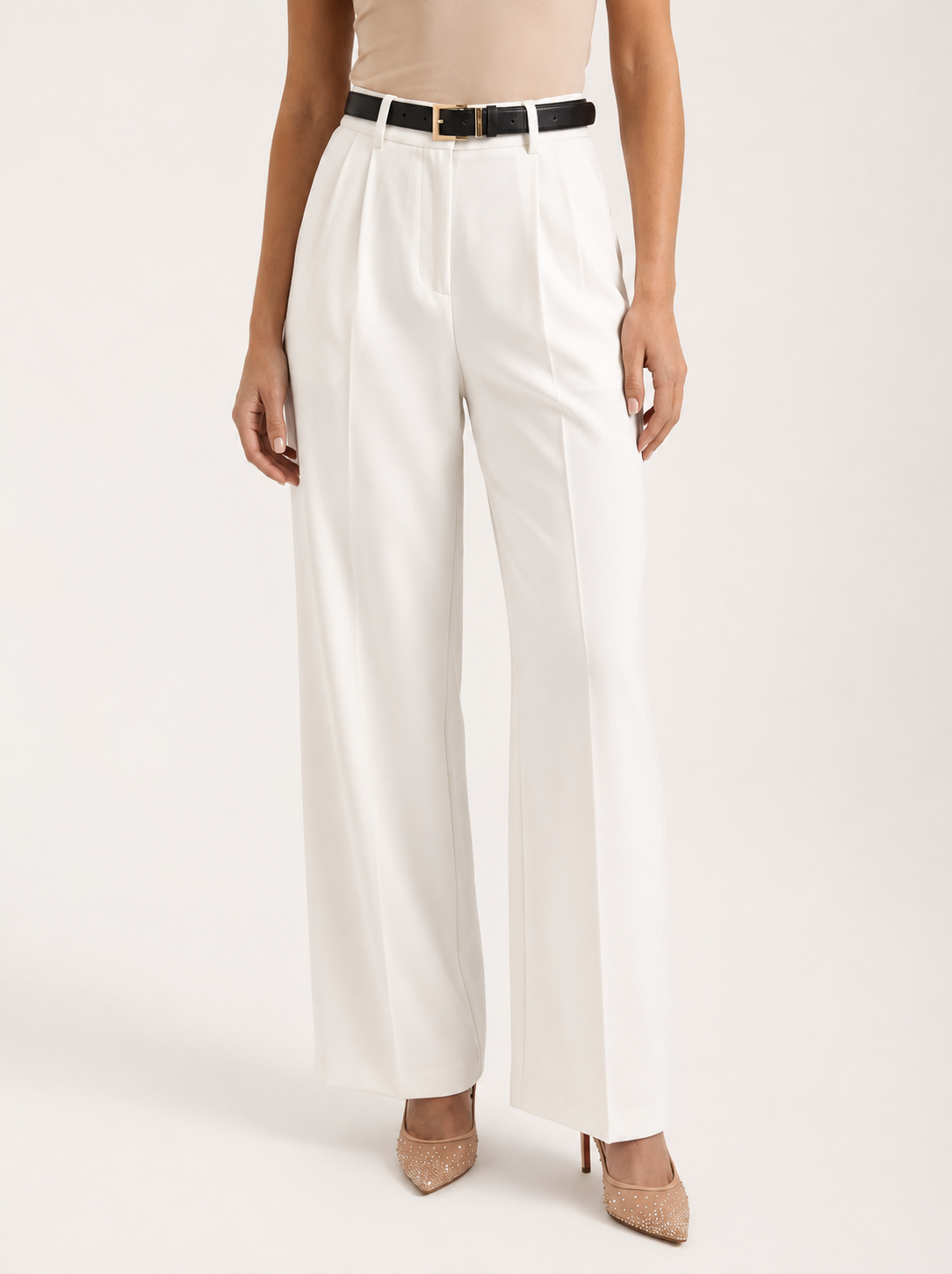 Coraline Pantalon Femme – Pantalon Taille Haute à Jambes Larges au Style Élégant
