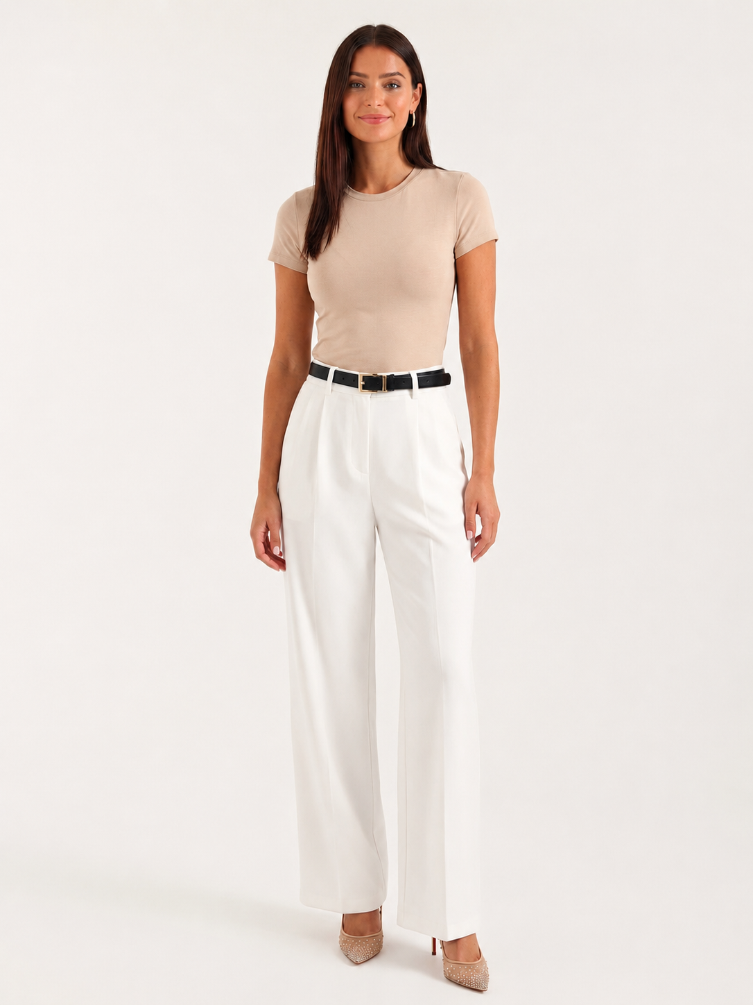 Coraline Pantalon Femme – Pantalon Taille Haute à Jambes Larges au Style Élégant