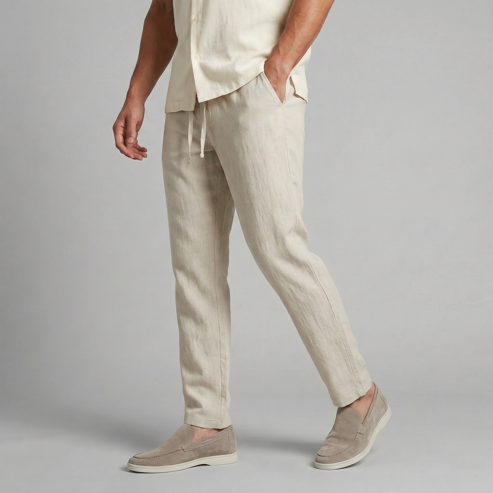 Lucien Pantalon Homme – Pantalon Wide Leg Décontracté au Tissu Léger et Respirant