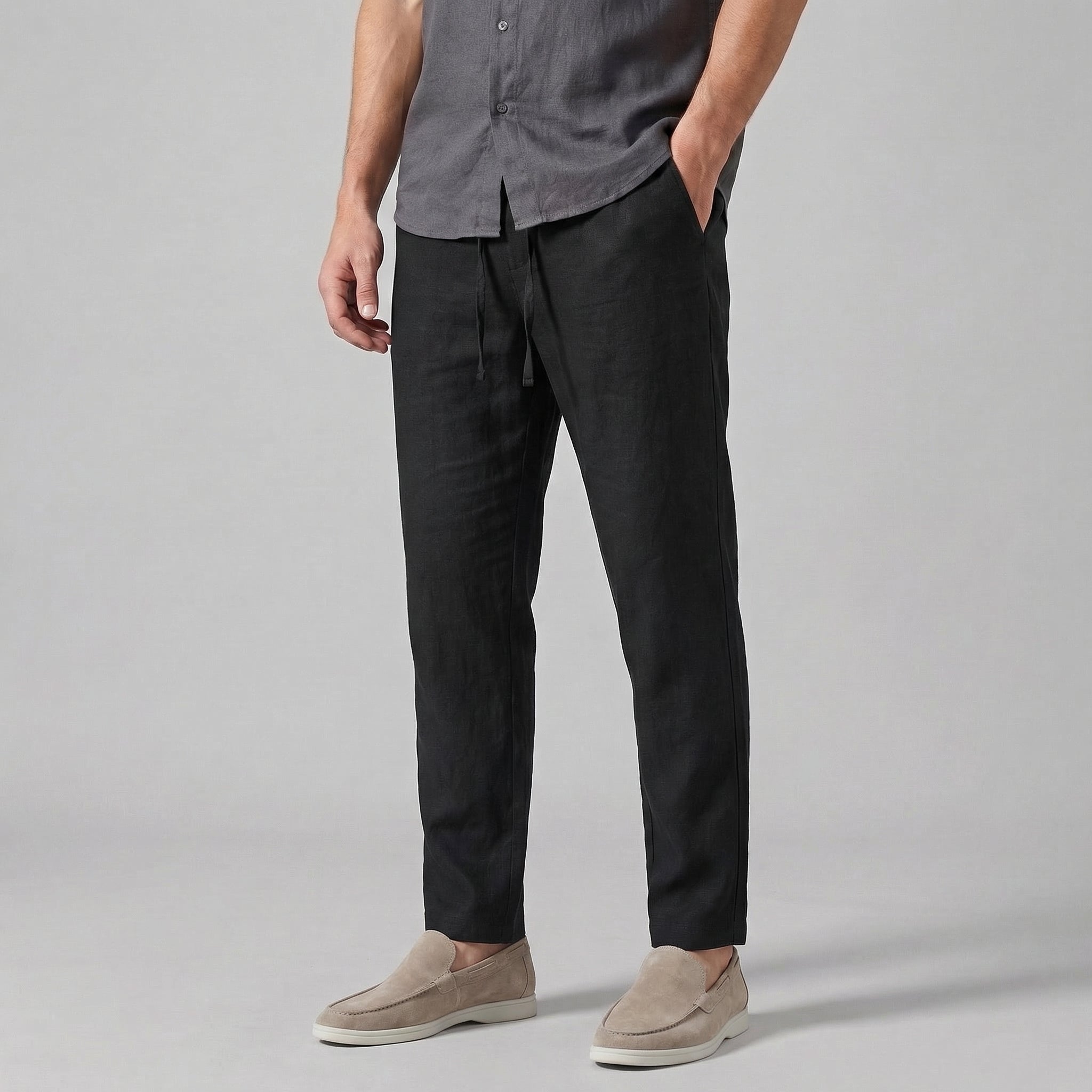 Lucien Pantalon Homme – Pantalon Wide Leg Décontracté au Tissu Léger et Respirant