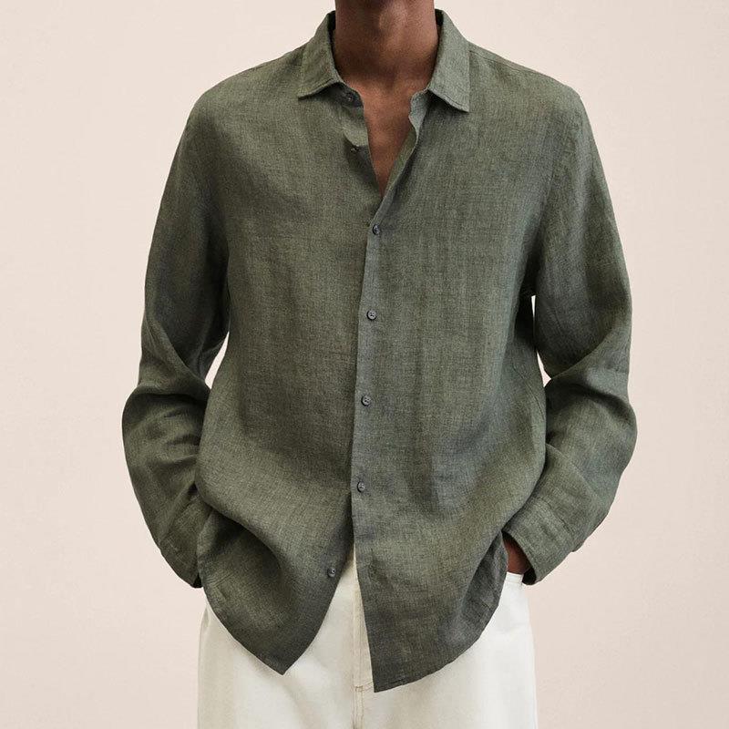 Grayson Chemise Homme – Chemise en Lin Respirant à Manches Longues au Style Intemporel