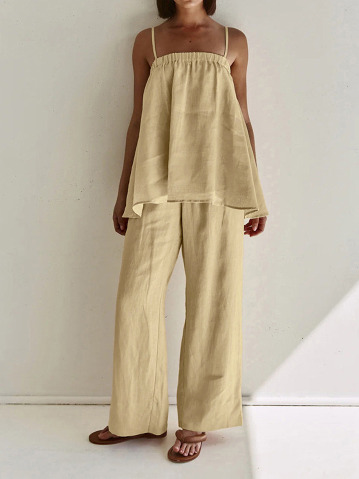Émilienne Ensemble Femme – Ensemble Décontracté Deux Pièces avec Pantalon Large et Haut Fluide
