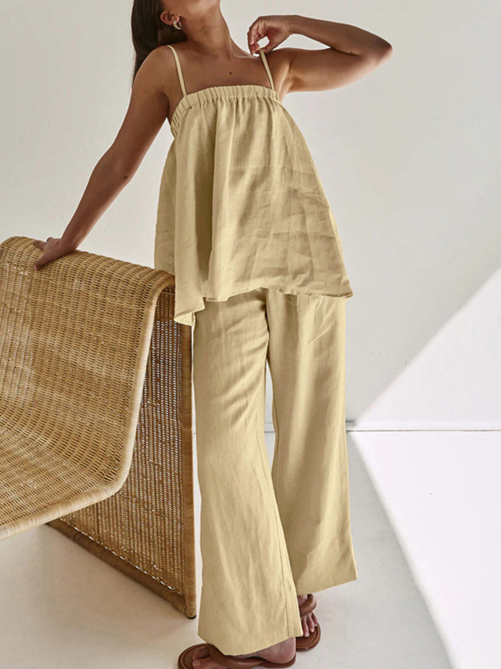 Émilienne Ensemble Femme – Ensemble Décontracté Deux Pièces avec Pantalon Large et Haut Fluide